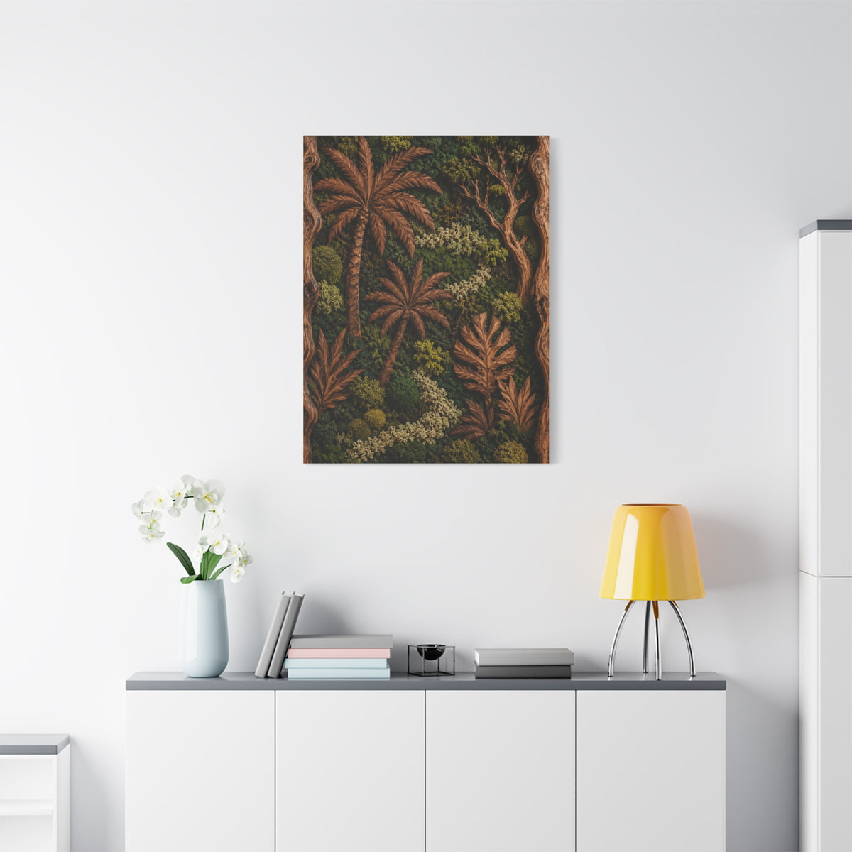 Biophilic Tropical Wood Relief Landscape Tropical Wall Art & Canvas Print