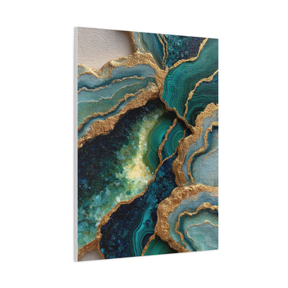 Malachite Emerald & Gold Geode Abstract Wall Art & Canvas Print