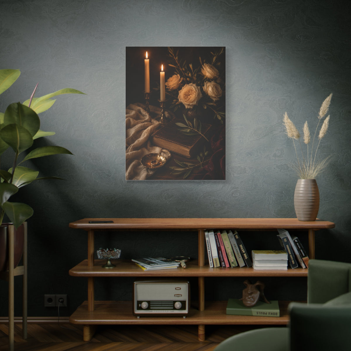 Romantic Candlelit Rose Still Life Wall Art & Canvas Print
