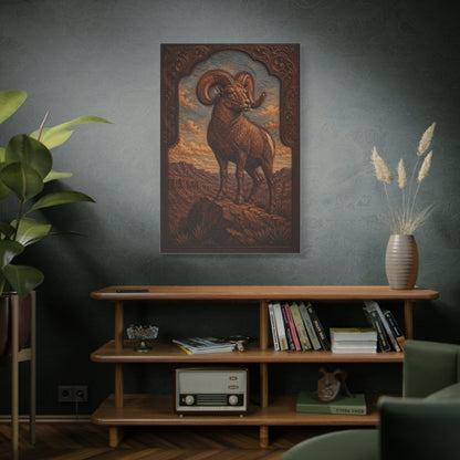 Hand Tooled Bighorn Sheep Southwest Wall Art & Canvas Print