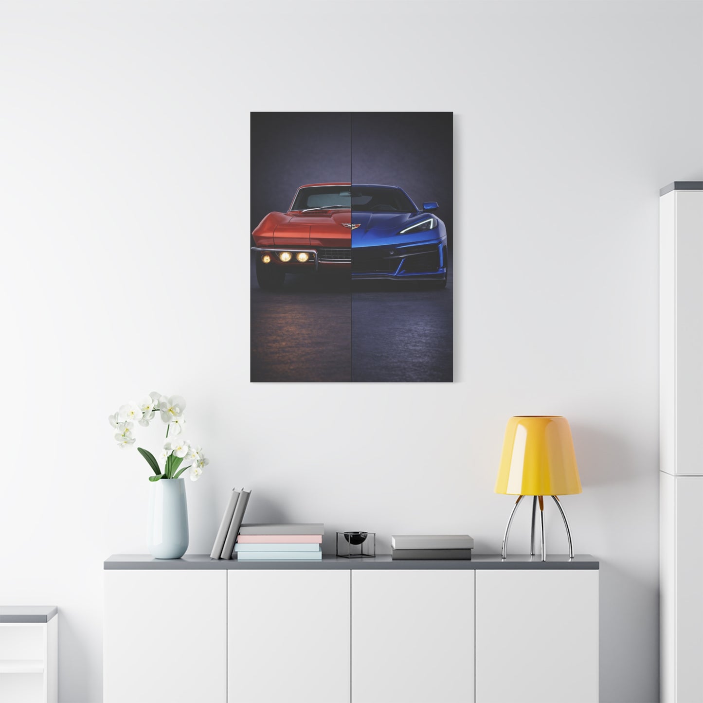 Corvette Performance Evolution Split C2 vs C8 Wall Art & Canvas Prints