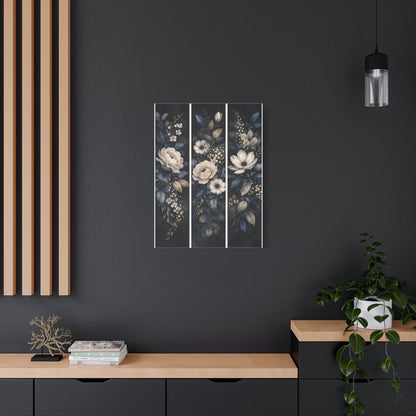 Navy Botanical Floral Triptych Wall Art & Canvas Print