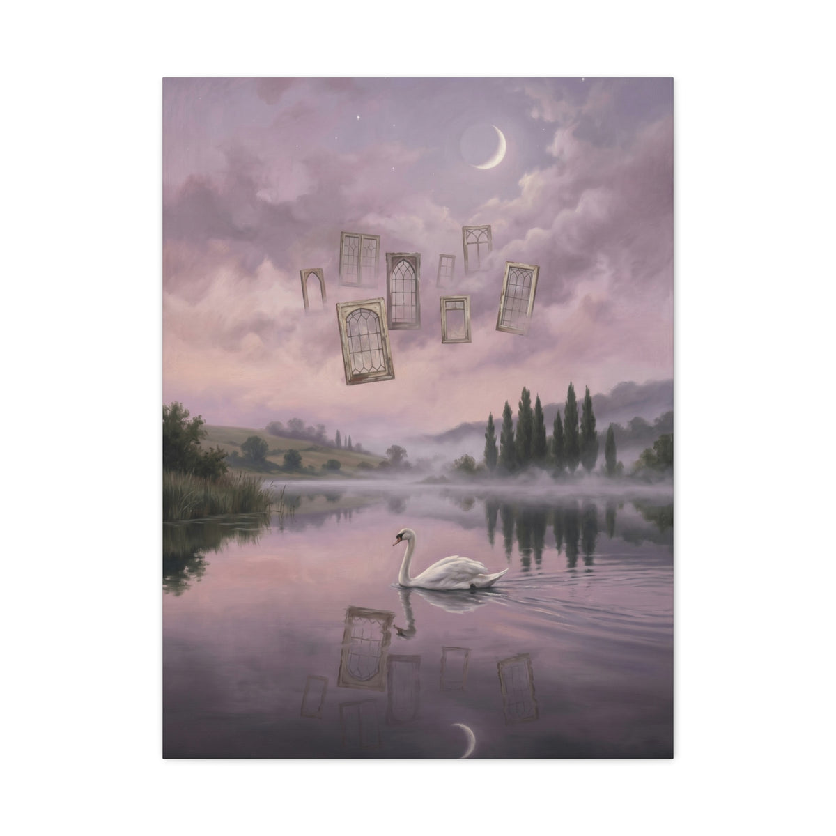 Surreal Swan Dreamscape Reflection Wall Art & Canvas Print