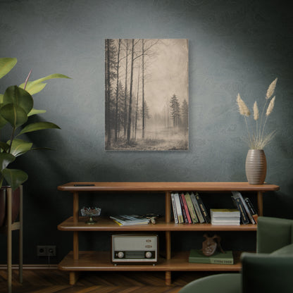 Vintage Fog Forest Monochrome Trees Wall Art & Canvas Print