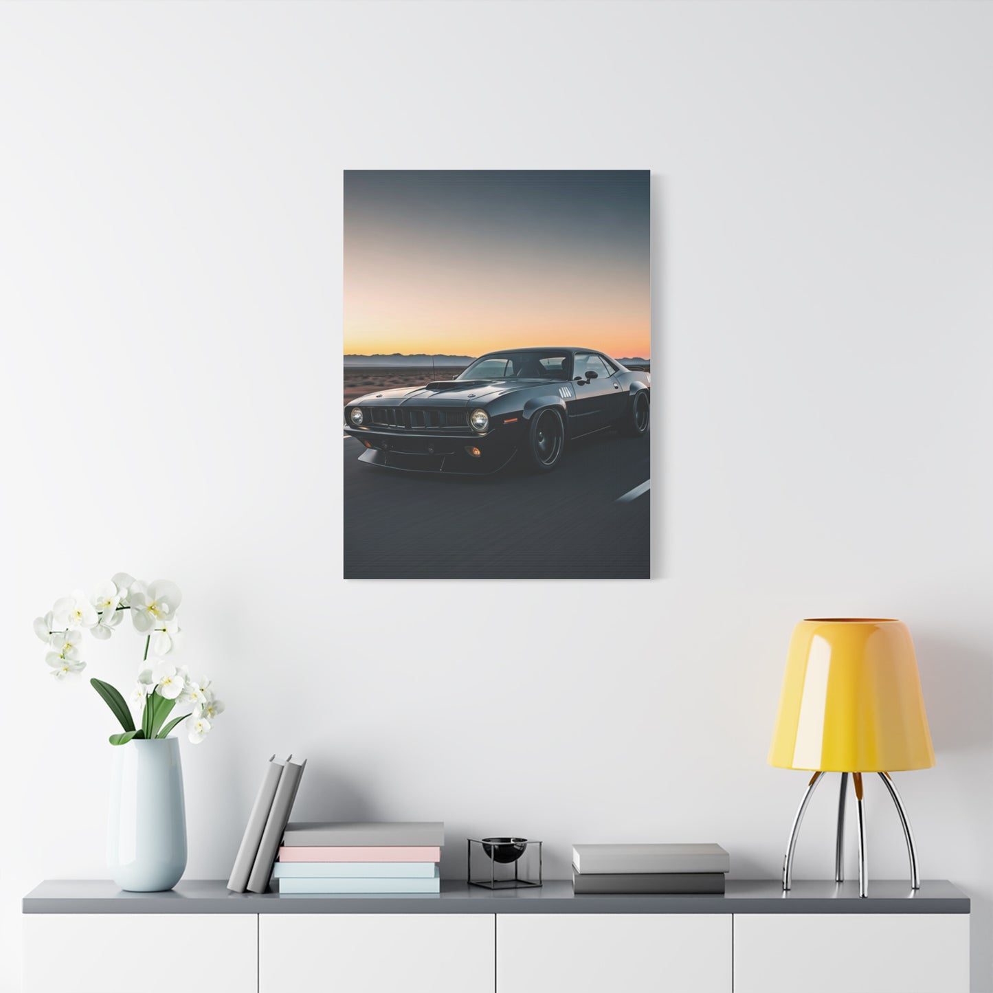 1970 Plymouth ’Cuda Shaker Hood Desert Charge Wall Art & Canvas Prints