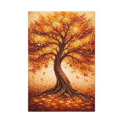 Golden Autumn Tree Radiance Wall Art & Canvas Print