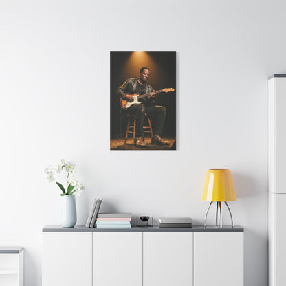 Blues Guitarist Intimate Spotlight Wall Art & Canvas Print
