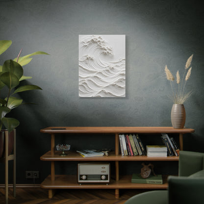 Minimal White Sculptural Wave Texture Wall Art & Canvas Print