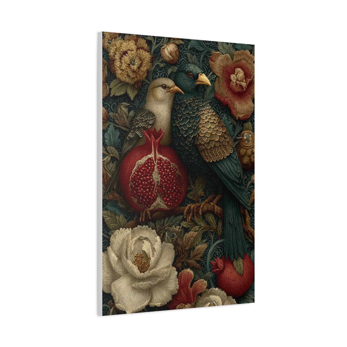 Vintage Botanical Birds & Pomegranate Wall Art & Canvas Print