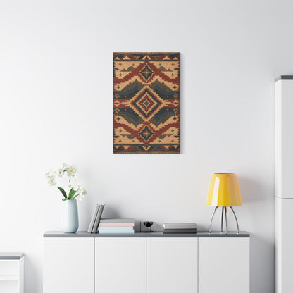 Navajo Inspired Geometric Textile Southwest Wall Art & Canvas Print
