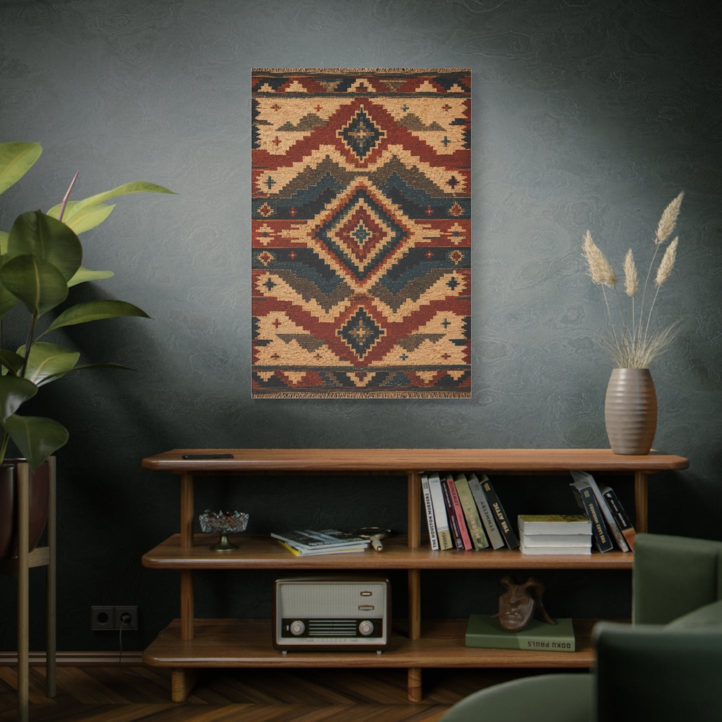 Navajo Inspired Geometric Textile Southwest Wall Art & Canvas Print