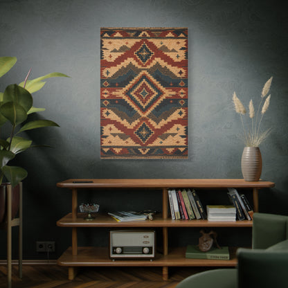 Navajo Inspired Geometric Textile Southwest Wall Art & Canvas Print