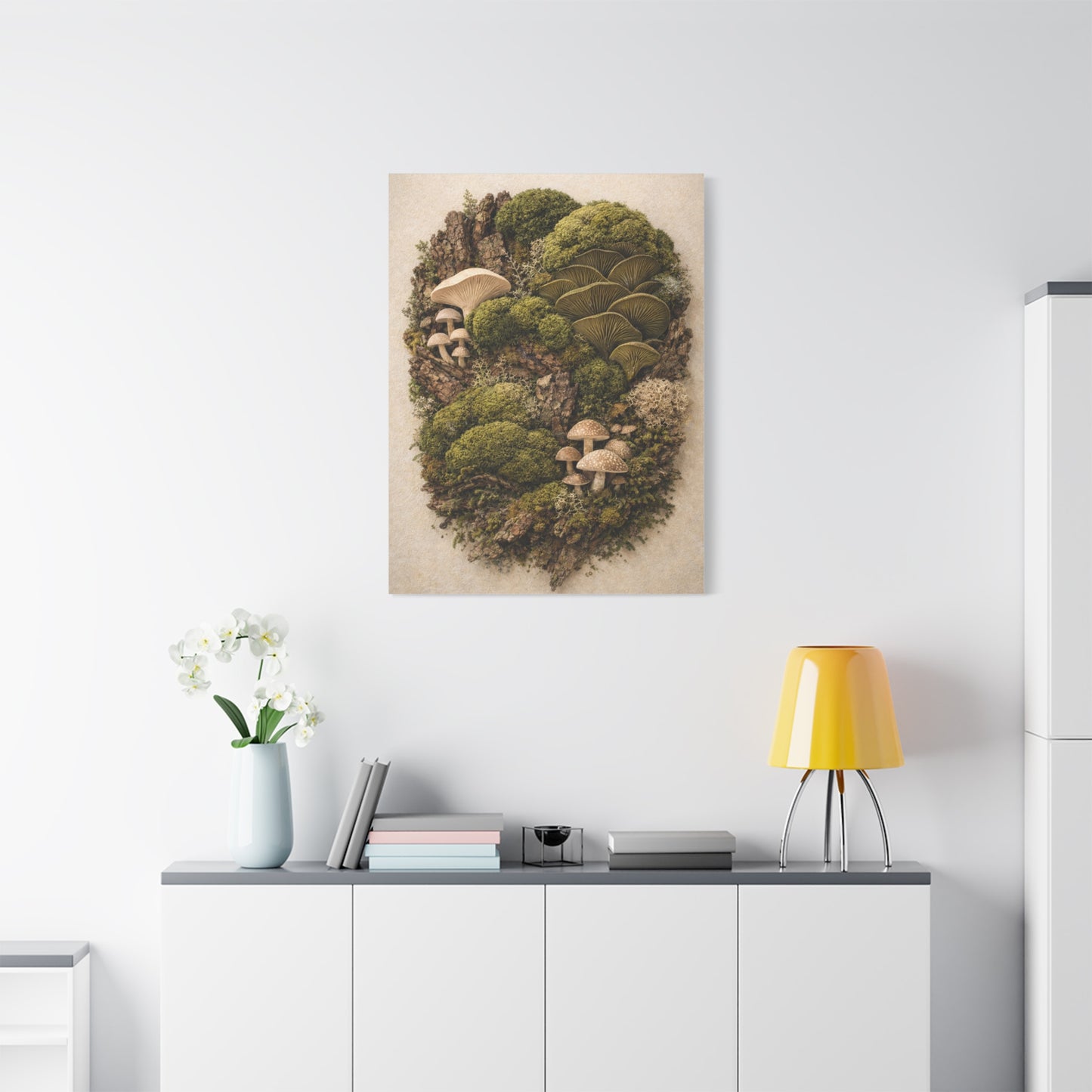 Preserved Moss & Fungi Woodland Collage Wall Art & Canvas Print