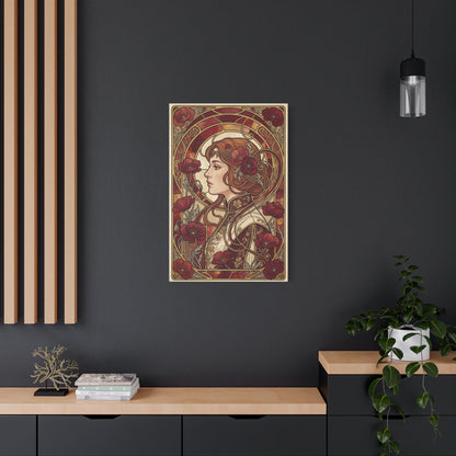 Art Nouveau Red Poppy Muse Portrait Wall Art & Canvas Print