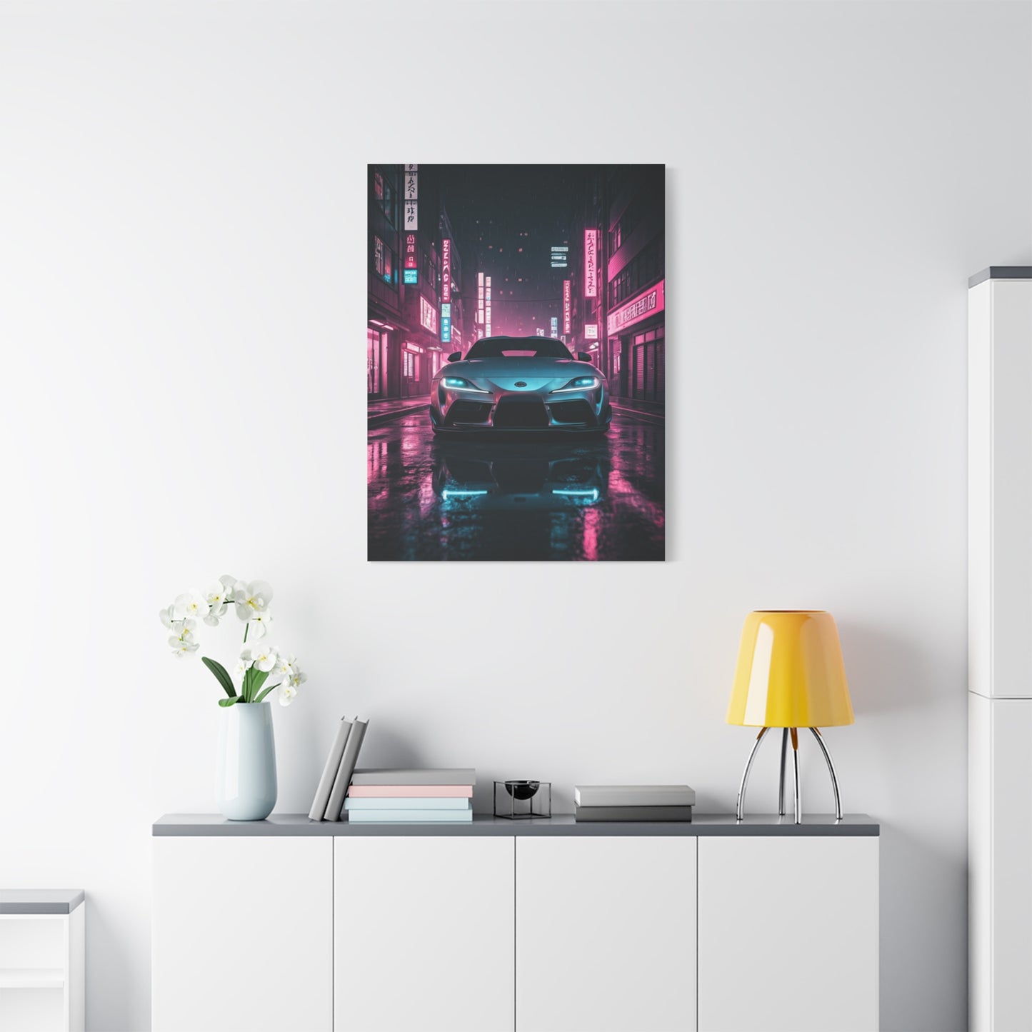 Toyota Supra Mk5 Cyberpunk Street Reflections Wall Art & Canvas Prints