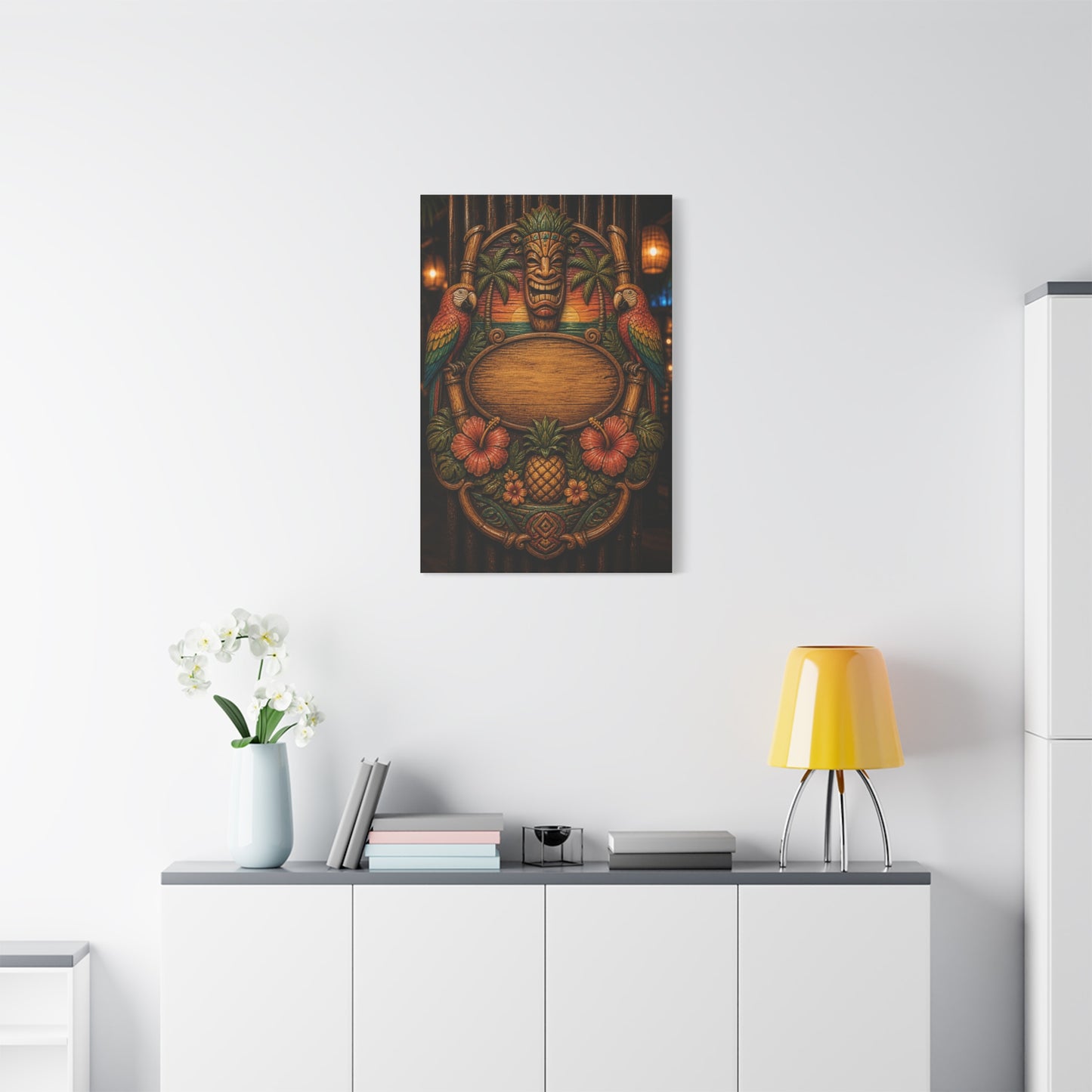Tropical Tiki Bar Crest Wall Art & Canvas Print