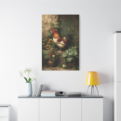 Farmyard Rooster Folk Garden Wall Art & Canvas Print
