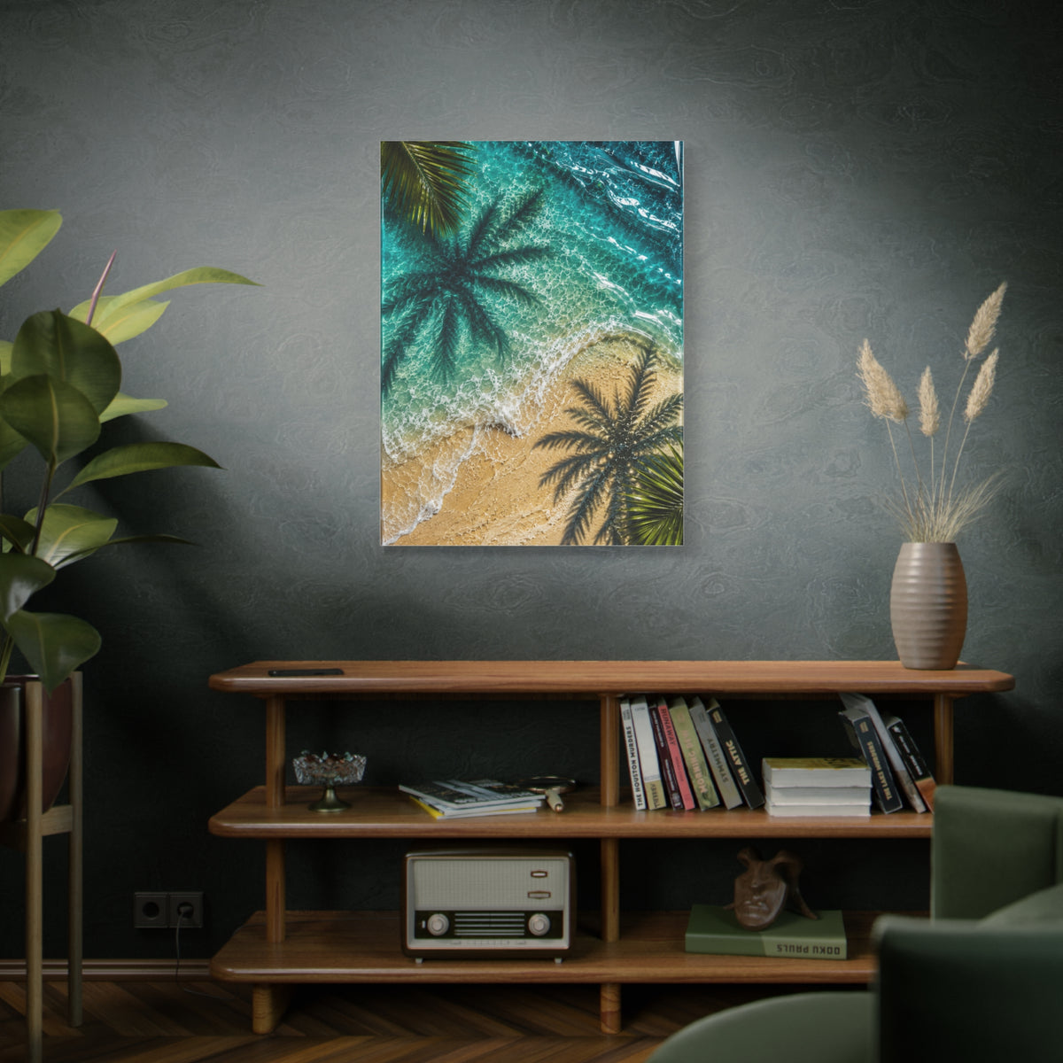 Aerial Coastal Palm Shadows Tropical Wall Art & Canvas Print