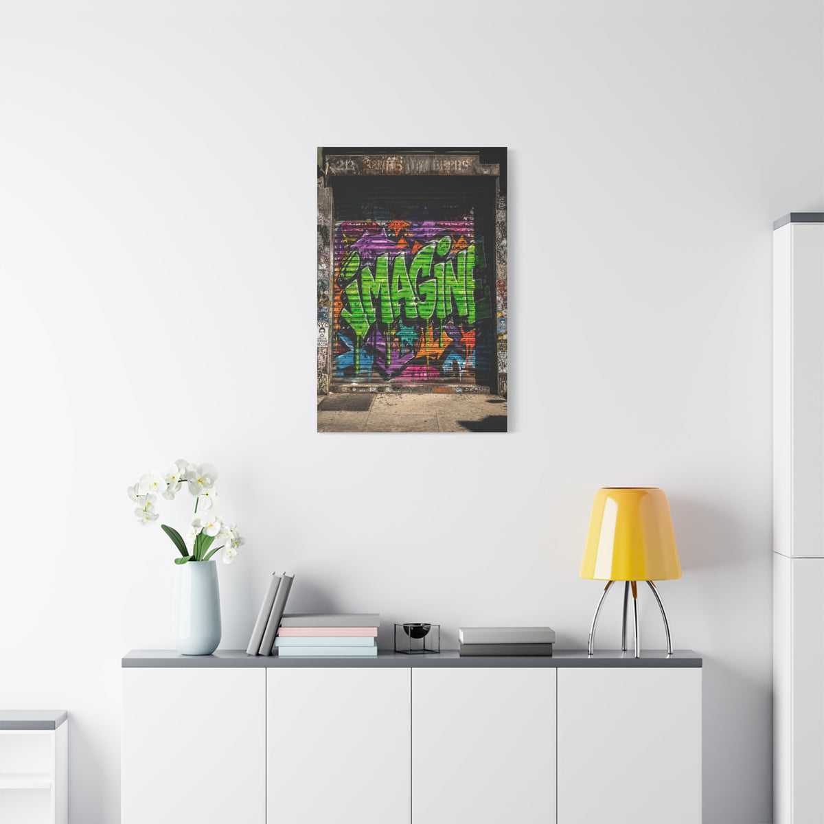 Imagine Graffiti Alley Door Street Wall Art & Canvas Print