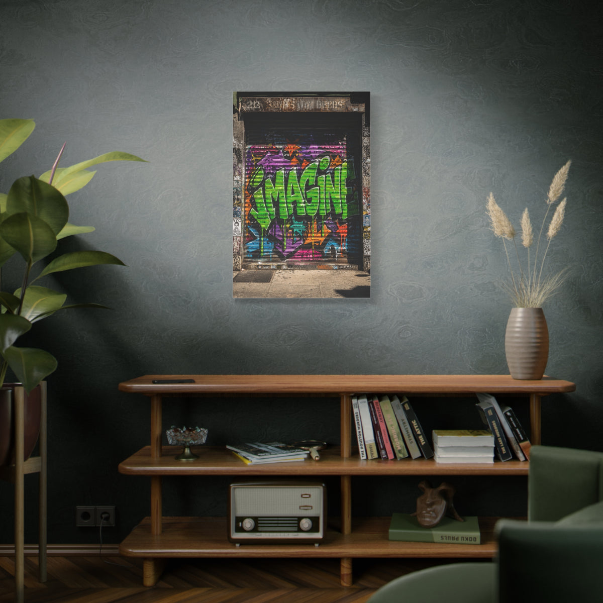 Imagine Graffiti Alley Door Street Wall Art & Canvas Print