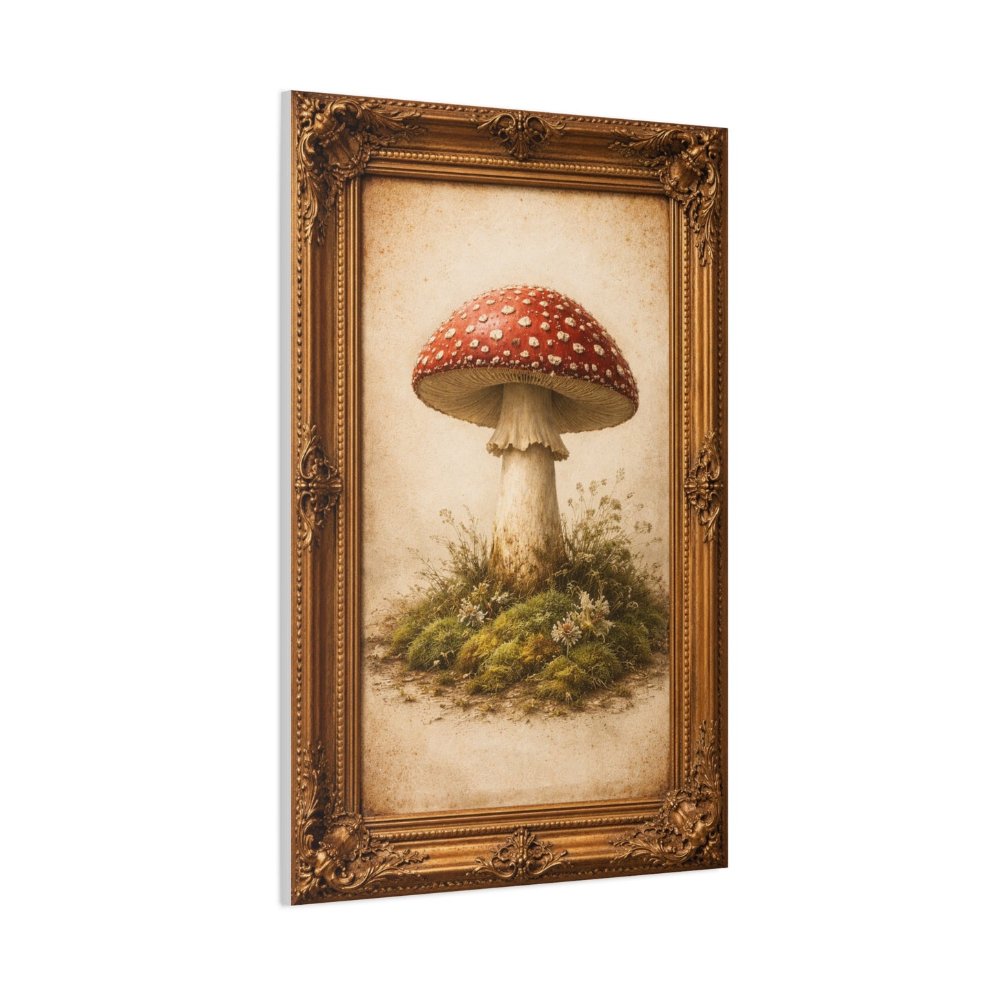 Antique Gold-Framed Amanita Portrait Wall Art & Canvas Print