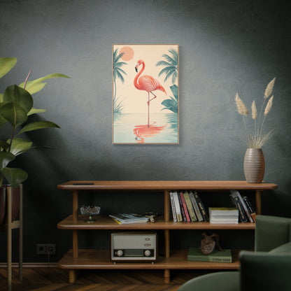 Minimal Flamingo Sunset Reflection Tropical Wall Art & Canvas Print