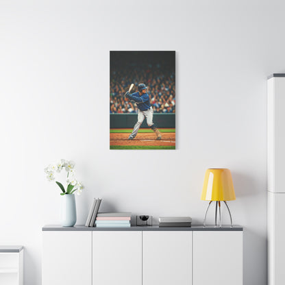 Lone Baseball Player Under Stadium Lights Wall Art & Canvas Prints