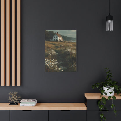 White Farmhouse Wildflower Meadow Wall Art & Canvas Print