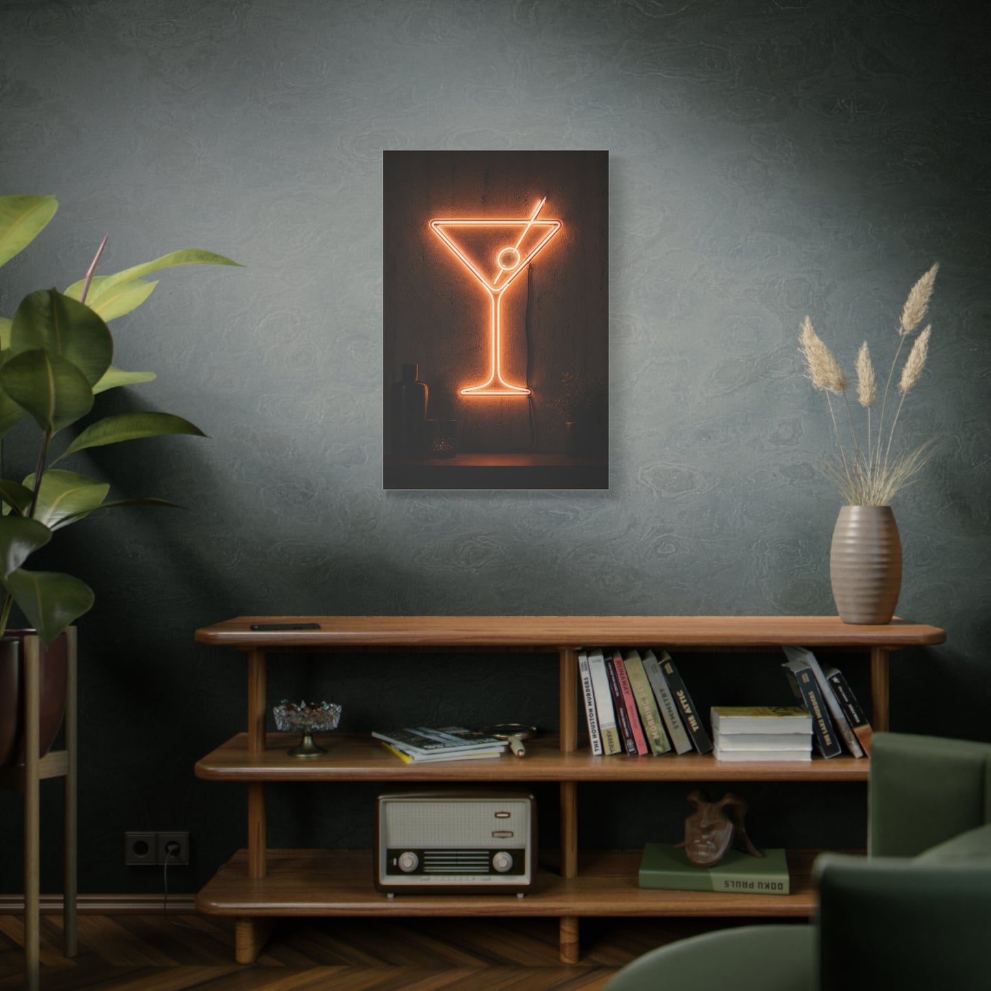 Amber Neon Martini Sign Wall Art & Canvas Print