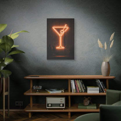 Amber Neon Martini Sign Wall Art & Canvas Print