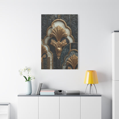 Art Deco Gold Architectural Relief Wall Art & Canvas Print