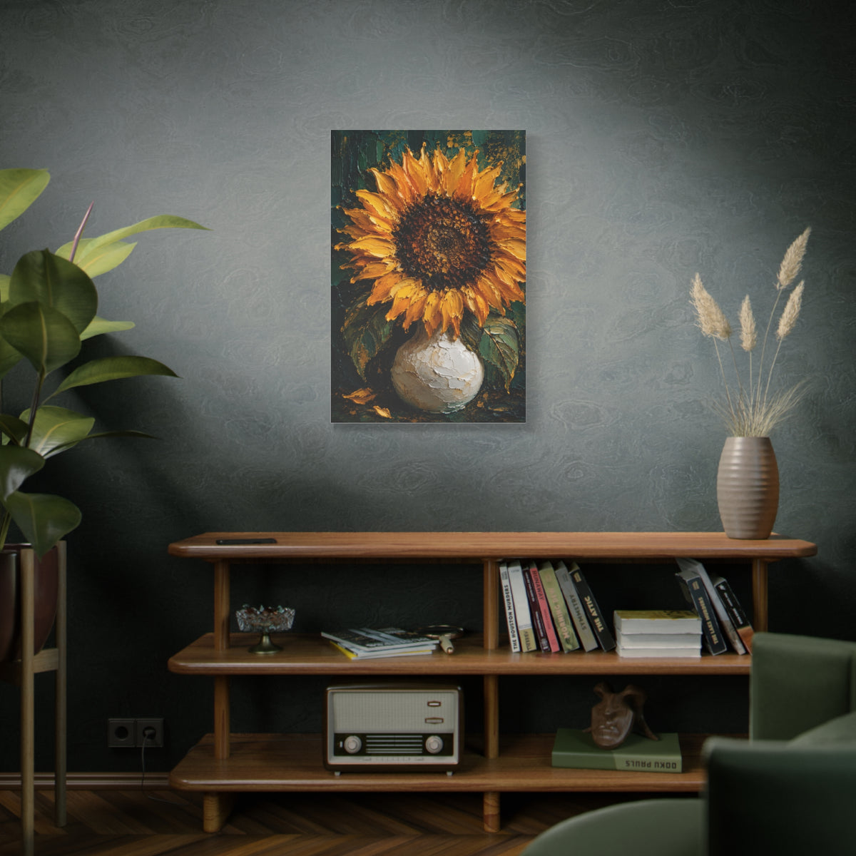 Luxury Impasto Sunflower Vase Painting Wall Art & Canvas Print