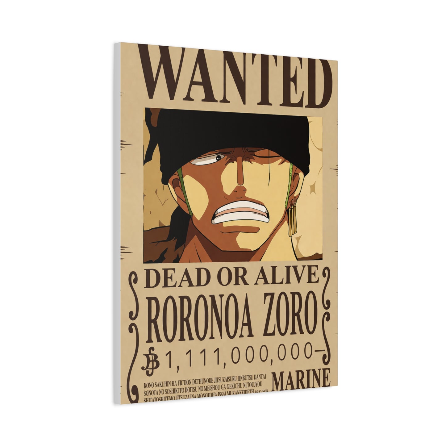 One Piece Roronoa Zoro Wanted Poster Wall Art & Canvas Print