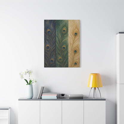 Peacock Feather Triptych Harmony Wall Art & Canvas Print
