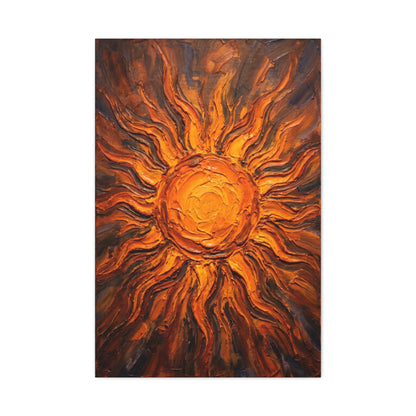 Fiery Impasto Sunburst Painting Wall Art & Canvas Print