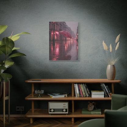 Dreamy Pink Umbrella Rain Scene Wall Art & Canvas Print