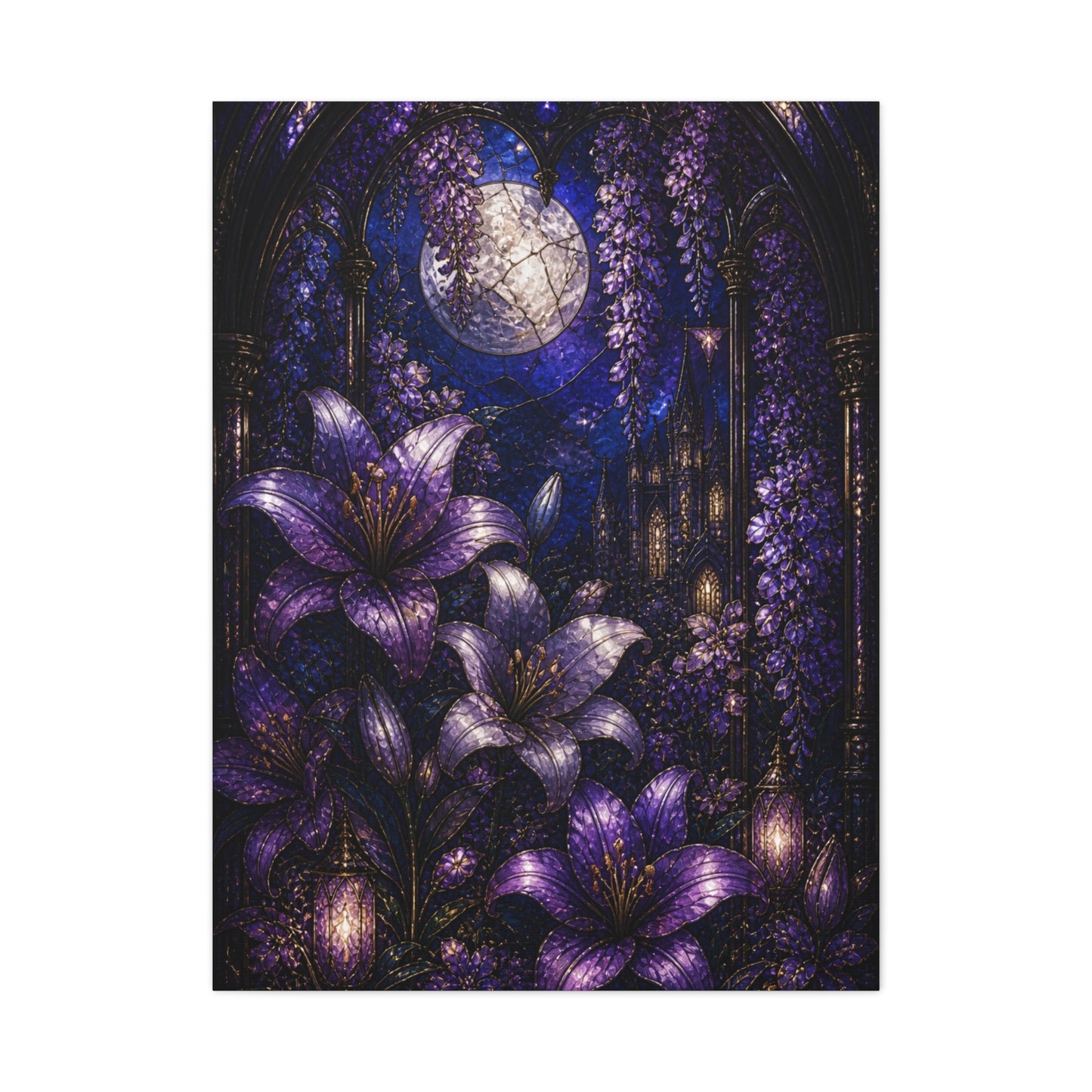 Stained Glass Violet Cathedral Garden Wall Art & Canvas Print