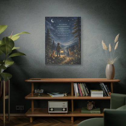 Joshua 1:9 Courage Night Path Scripture Wall Art & Canvas Print