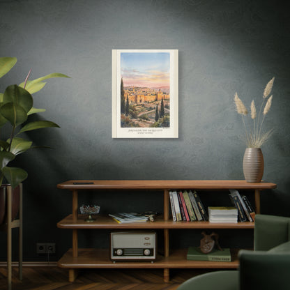 Jerusalem Sunset Watercolor Landscape Wall Art & Canvas Print