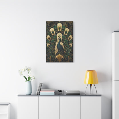 Art Deco Peacock Fan Composition Wall Art & Canvas Print
