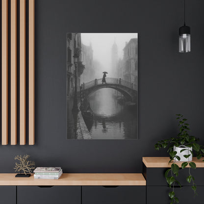 Venetian Bridge Fog Scene Wall Art & Canvas Print
