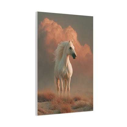 White Arabian Horse Golden Cloud Portrait Wall Art & Canvas Print