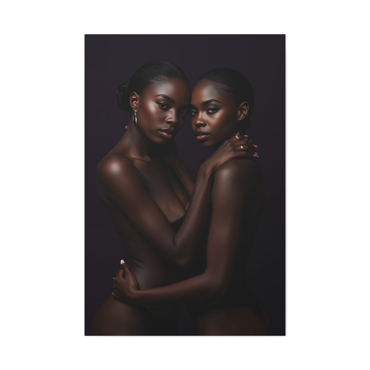 Intimate Dual Portrait Embrace Wall Art & Canvas Print