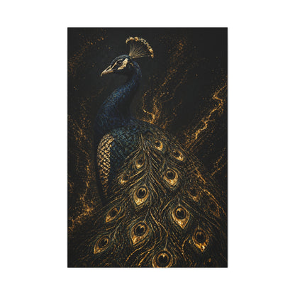 Black and Gold Regal Peacock Wall Art & Canvas Print