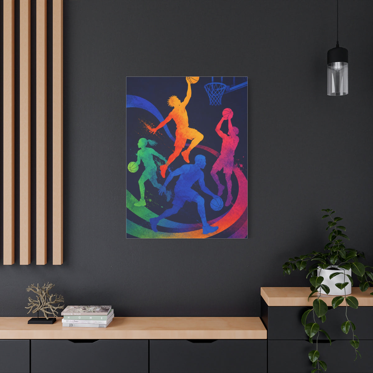 Rainbow Basketball Motion Sports Wall Art & Canvas Print