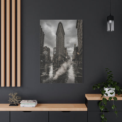 Flatiron Building Rainy Noir Wall Art & Canvas Print