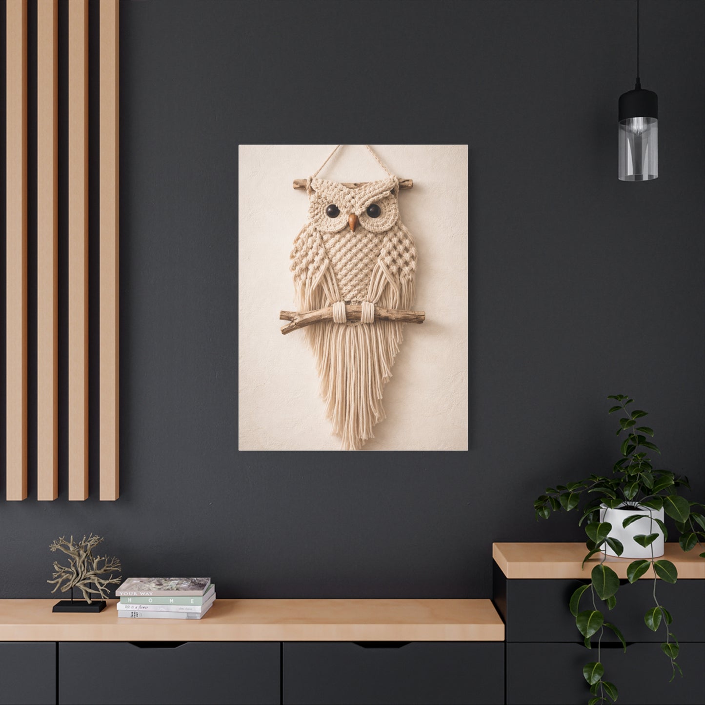 Boho Macrame Owl Textile Wall Art & Canvas Print