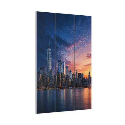 Blue Hour Skyline Triptych Wall Art & Canvas Print