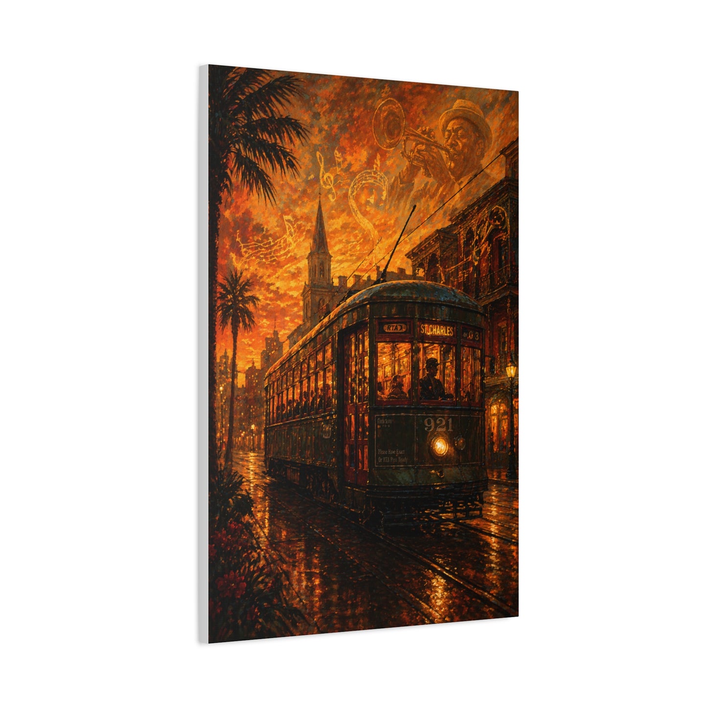 Historic Streetcar Jazz Sunset Wall Art & Canvas Print