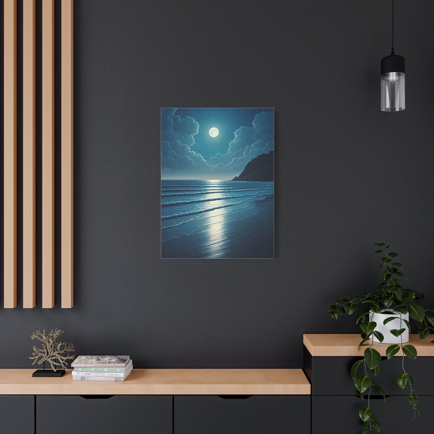 Moonlit Ocean Horizon Night Wall Art & Canvas Prints